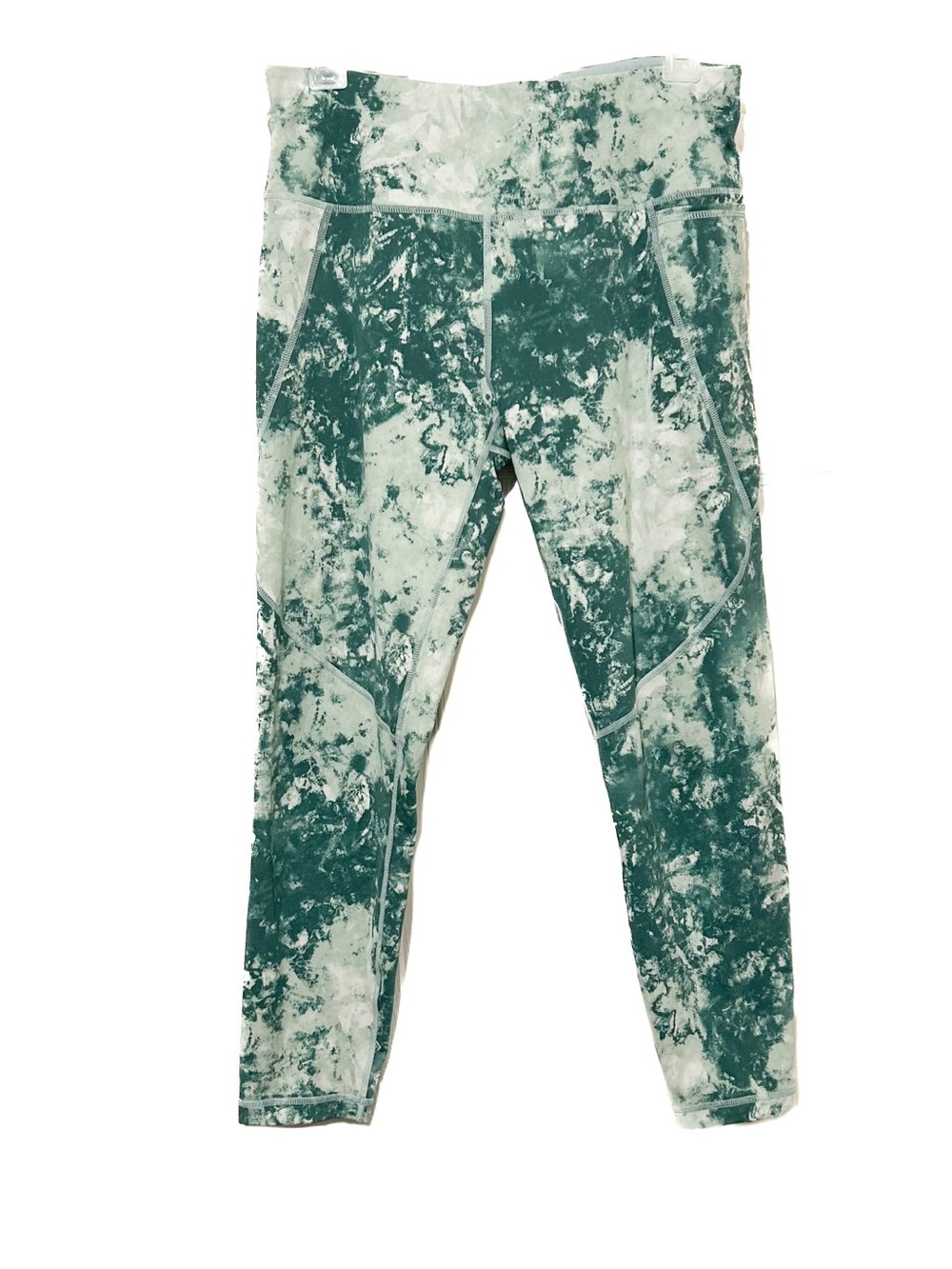 Sweaty Betty Leggings 7/8 Teal White Marble Print Workout Athletic Sz Med